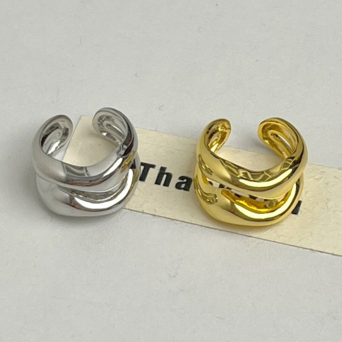 小衆設計不規則鏤空波浪弧形開口戒指輕奢高級感簡約獨特素圈指環