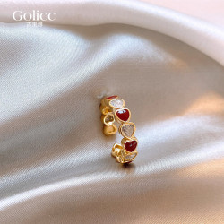 2026新款爆款輕奢高級感安可拉紅愛心開口戒指女旺財指環小衆設計