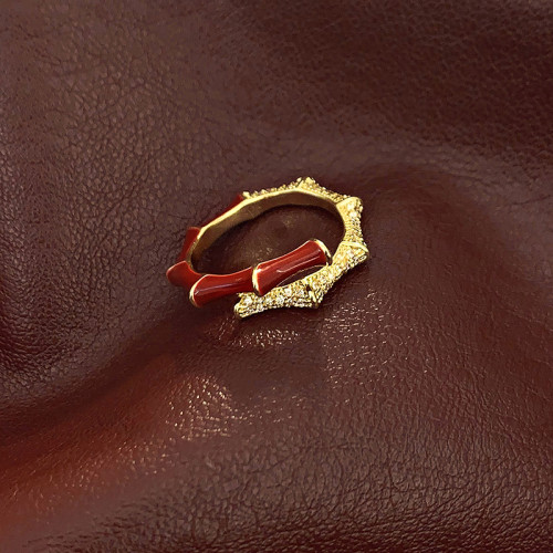 紅色竹節戒指女輕奢高級感巨好看的小衆設計新年旺財食指環本命年 紅色竹節戒指女輕奢高級感巨好看的小衆設計新年旺財食指環本命年