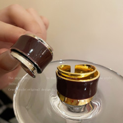 法式金色雙層戒指女款小衆設計復古食指戒秋冬輕奢高級感曡戴指環