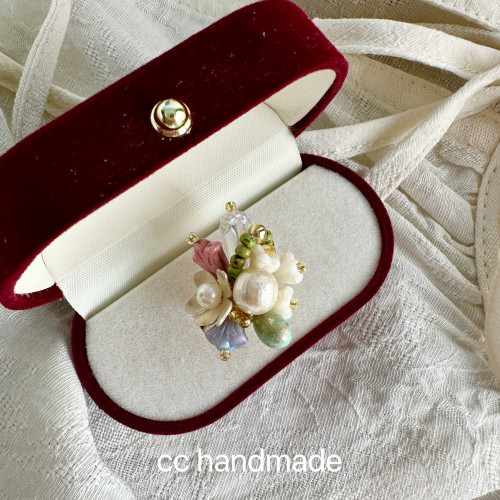 cc手作森系 捷克珠串珠花朵戒指女小衆高級感輕奢氣質百搭指環 cc手作森系 捷克珠串珠花朵戒指女小衆高級感輕奢氣質百搭指環