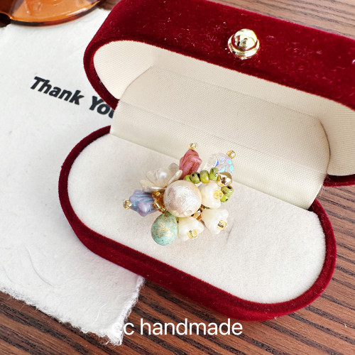 cc手作森系 捷克珠串珠花朵戒指女小衆高級感輕奢氣質百搭指環 cc手作森系 捷克珠串珠花朵戒指女小衆高級感輕奢氣質百搭指環