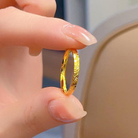 爆款輕奢碎碎冰戒指女小衆設計網紅滿天星鈦鋼鍍18k金素圈食指環