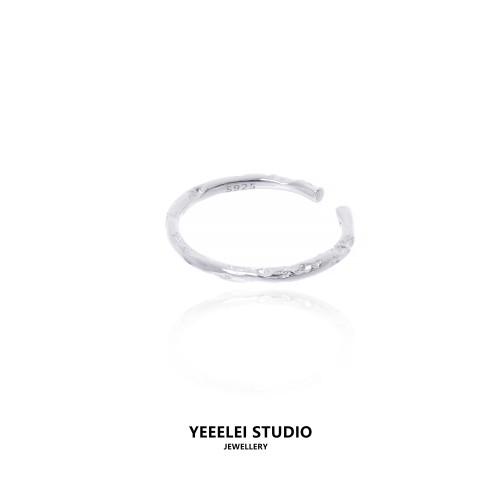 時間侵蝕痕跡 尾戒S925腐蝕肌理指環小衆原創設計高級感配飾禮物