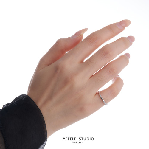 時間侵蝕痕跡 尾戒S925腐蝕肌理指環小衆原創設計高級感配飾禮物