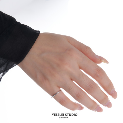 時間侵蝕痕跡 尾戒S925腐蝕肌理指環小衆原創設計高級感配飾禮物