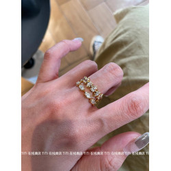 vintage中古拉絲戒指復古滿鑽氣質高級感輕奢珠邊蕾絲竹節排戒女