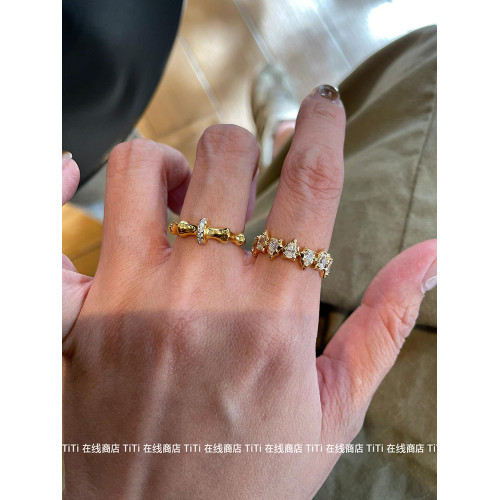 vintage中古拉絲戒指復古滿鑽氣質高級感輕奢珠邊蕾絲竹節排戒女 vintage中古拉絲戒指復古滿鑽氣質高級感輕奢珠邊蕾絲竹節排戒女