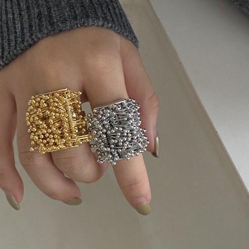 歐美重工菸花流蘇造型開口戒指小衆高級百搭食指戒誇張個性戒子潮