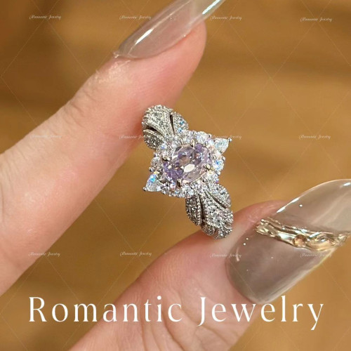 如蝶在野 普羅旺斯~超閃淡紫色鋯石輕奢高級感氣質戒指開口戒指環