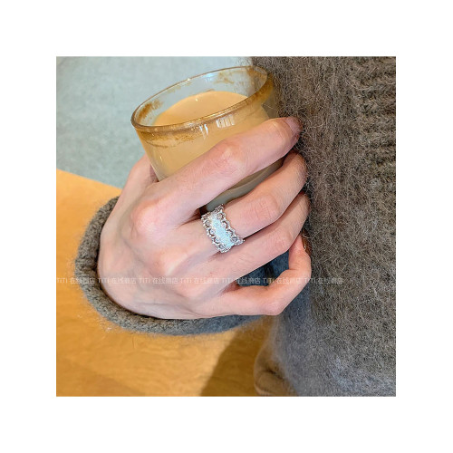 TiTi 復古輕奢重工鏤空蕾絲拉絲鑲鑽戒指個性百搭高級感精緻指環