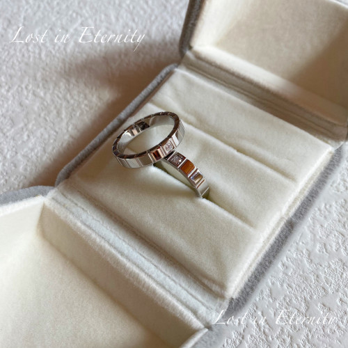 【Eternity】洗手免摘 冰塊戒指簡約銀色單鑽鈦鋼情侶對戒指環