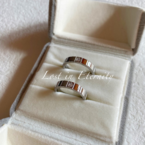 【Eternity】洗手免摘 冰塊戒指簡約銀色單鑽鈦鋼情侶對戒指環