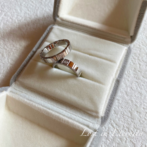 【Eternity】洗手免摘 冰塊戒指簡約銀色單鑽鈦鋼情侶對戒指環