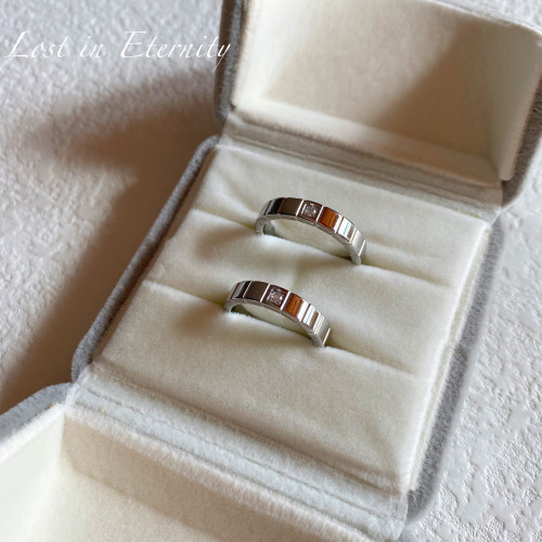 【Eternity】洗手免摘 冰塊戒指簡約銀色單鑽鈦鋼情侶對戒指環