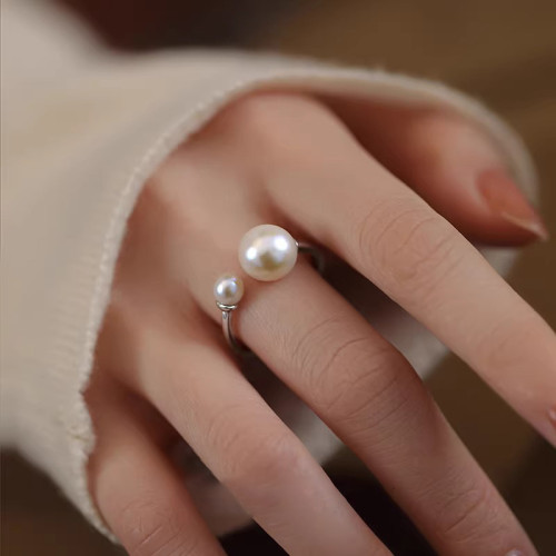 日韓珍珠冷淡風開口可調節戒指女獨特溫柔時尚指環2025年新款爆款