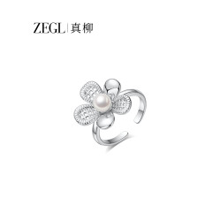 ZEGL真柳設計師芭蕾系列花朵戒指女小衆設計輕奢春夏珍珠食指戒子