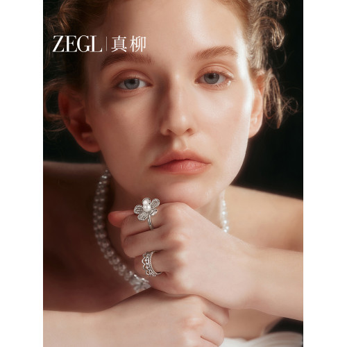 ZEGL真柳設計師芭蕾系列花朵戒指女小衆設計輕奢春夏珍珠食指戒子