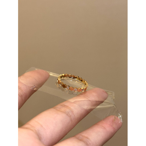 超閃24k金韓系輕奢時尚高級感百搭個性別致食指環帶鑽蜂巢戒指女