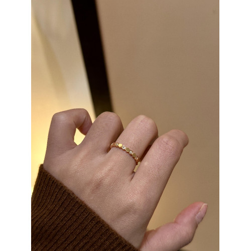 超閃24k金韓系輕奢時尚高級感百搭個性別致食指環帶鑽蜂巢戒指女