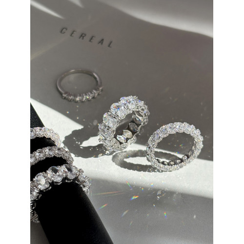 銀色鋯石排鑽戒指女食指戒子曡戴時尚精緻高級感尾戒對戒獨特指環