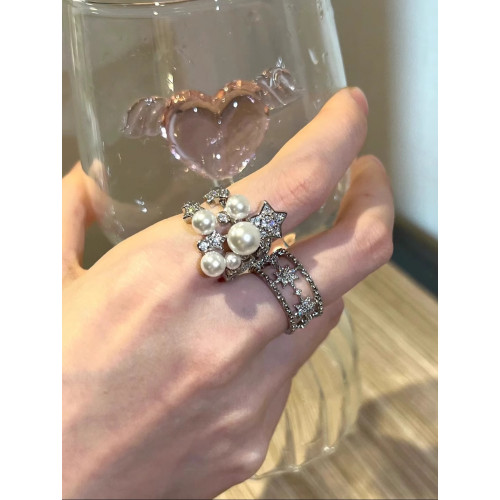 繁星點點開口戒指925銀 復古貴氣老錢風重工星星戒指高級感