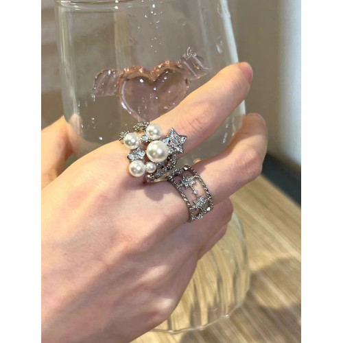 繁星點點開口戒指925銀 復古貴氣老錢風重工星星戒指高級感