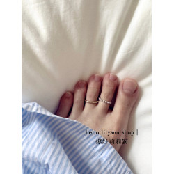 經典百搭滿鑽彈力腳趾戒指hello自製輕奢顯貴氣質ins曡戴高級氛圍