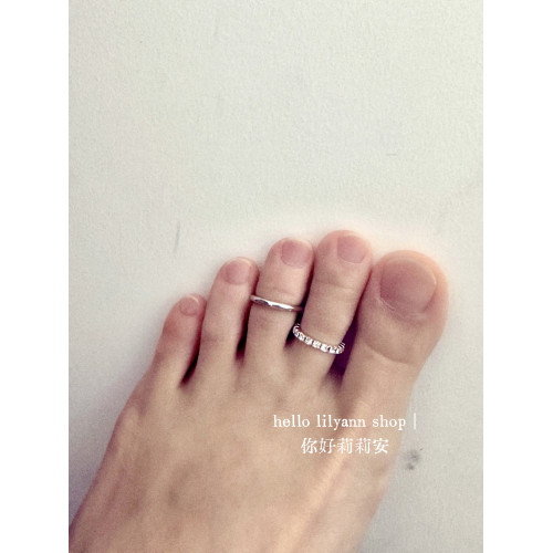 經典百搭滿鑽彈力腳趾戒指hello自製輕奢顯貴氣質ins曡戴高級氛圍