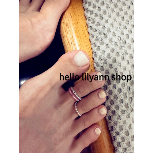 經典百搭滿鑽彈力腳趾戒指hello自製輕奢顯貴氣質ins曡戴高級氛圍