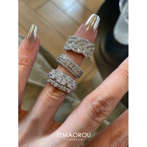 不撞款vintage曡戴華麗重工排鑽戒指爆閃老錢風食指戒高級感貴氣