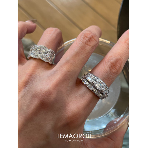 不撞款vintage曡戴華麗重工排鑽戒指爆閃老錢風食指戒高級感貴氣