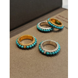 天然綠松石戒指女2026新款爆款藍色小衆設計輕奢高級感中古食指環