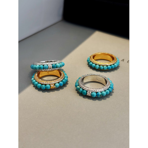 天然綠松石戒指女2026新款爆款藍色小衆設計輕奢高級感中古食指環