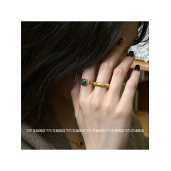 老錢風戒指套裝！Vintage拉絲金色戒指中古高級感輕奢曡戴指環女