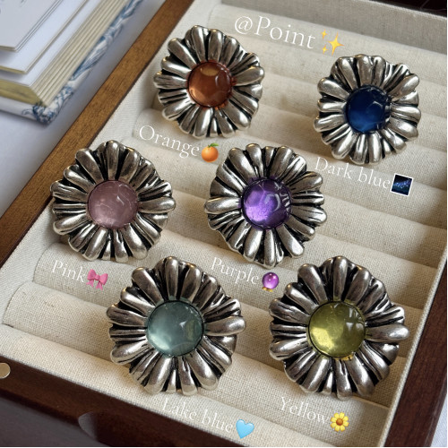 巴洛克極繁復古Ray BEAMS&Otro Accesorio花朵寶石風金屬戒指