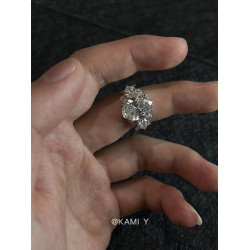 「閃耀星芒」中古爆閃鴿子蛋戒指法式復古輕奢鋯石曡戴百搭食指戒