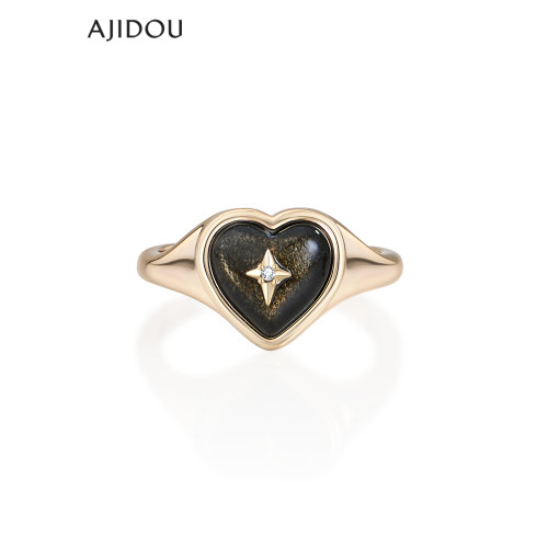 AJIDOU阿吉豆戒指女時光之約系列天然石商場同款小衆設計精緻指環