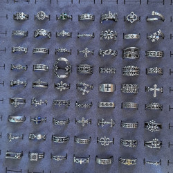 高級感不掉色男戒小圈口十字花戒指女簡約輕奢小衆食指戒時尚復古