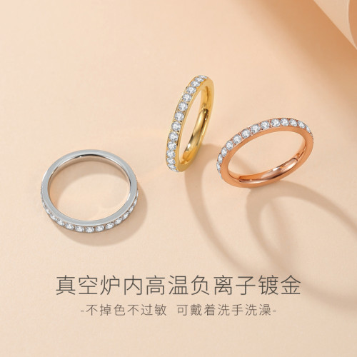 滿鑽戒指碎鑽排鑽尾戒小指女輕奢高級感18K玫瑰金小衆設計關節 滿鑽戒指碎鑽排鑽尾戒小指女輕奢高級感18K玫瑰金小衆設計關節