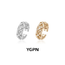 YGPN鳶尾花系列戒指女莫桑鑽原創小衆滿圈設計感復古輕奢開口飾品