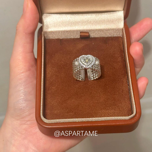 阿斯巴甜 中古鏤空愛心珍珠戒指宮廷風中古小衆設計高級感食指戒