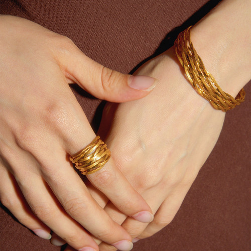 董潔推薦手工編織開口戒指小衆復古時尚設計高級感老錢風食指戒指