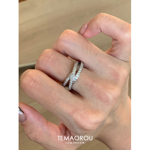 爆閃！不掉色滿鑽“三環一體”素圈銀戒指女小衆設計閉口食指戒