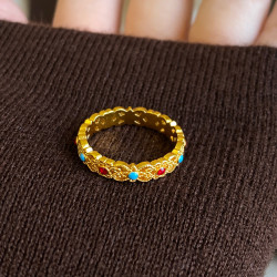 復古沙金琺瑯彩開口戒指女輕奢高級感食指環2026新款爆款設計小衆