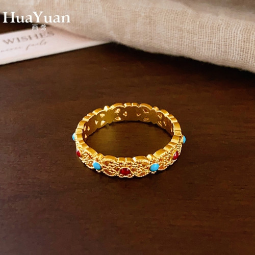 復古沙金琺瑯彩開口戒指女輕奢高級感食指環2026新款爆款設計小衆