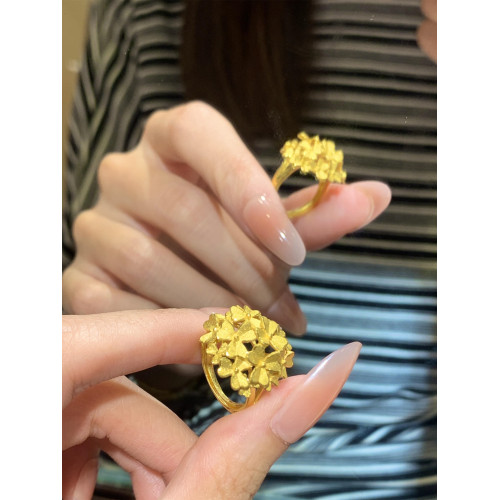 《百花齊放》繁花戒指霸氣大花結婚仿首飾開口可調節綉球指環女潮