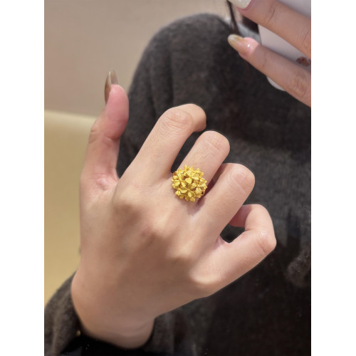 《百花齊放》繁花戒指霸氣大花結婚仿首飾開口可調節綉球指環女潮