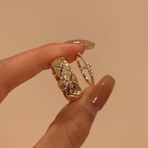 【NEKONEKO】菱格高級戒指情侶復古18香風食指玫瑰輕奢指環原創 【NEKONEKO】菱格高級戒指情侶復古18香風食指玫瑰輕奢指環原創