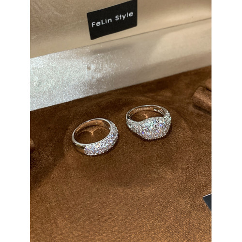 歐美滿鑽鋯石銀色中指食指戒指女小衆設計輕奢高級感新款爆款指環